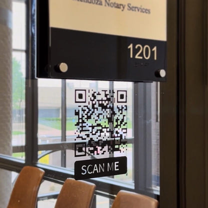 QR CODE DECAL for office windows . Car windows . And more . Upscale your business